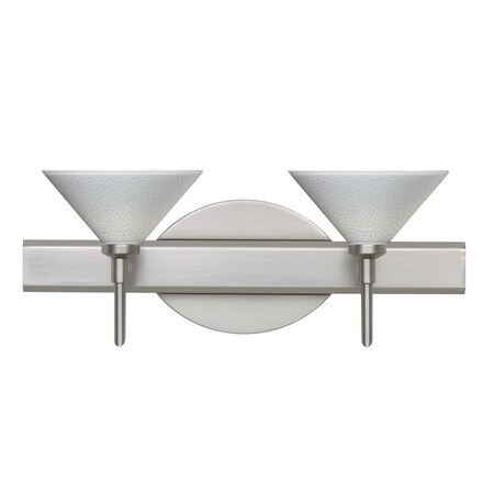 Besa Lighting Kona Vanity, White Starpoint, Satin Nickel Finish, 2x40W Halogen 2SW-282453-SN